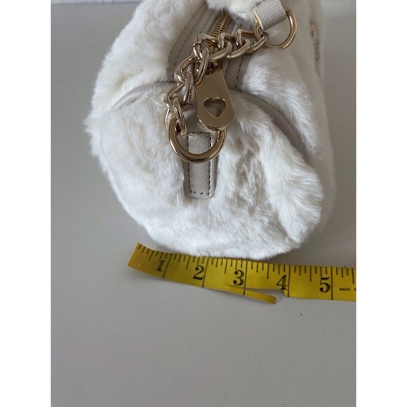 Juicy Couture Warm Up Barrel Shoulder Bag Purse Crystal White W/Charm Fuzzy NEW - Picture 13 of 14